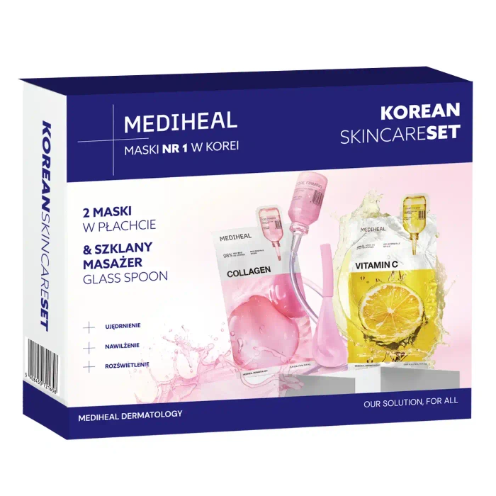 Zestaw odmładzająco-energizujący 2 maski i masażer glass spoon, 2x24ml + 1szt