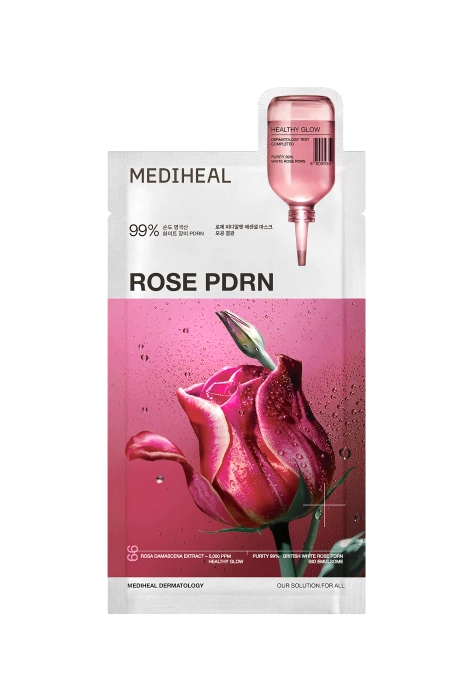 Maska w płachcie zwężająca pory z ekstraktem z róży damasceńskiej, ROSE PDRN ESSENTIAL MASK, 24 ml